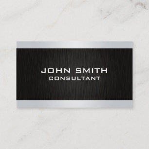 Tarjeta De Visita Negro llano moderno de plata elegante profesional