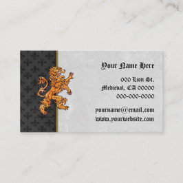 Tarjeta De Visita Negro medieval Fleurs del león del oro