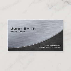 Tarjeta De Visita Negro metalizado moderno de plata elegante