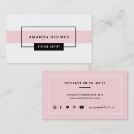 Tarjeta De Visita Negro minimalista/blanco/rosa