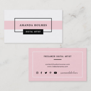 Tarjeta De Visita Negro minimalista/blanco/rosa