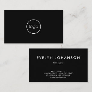 Tarjeta De Visita Negro Minimalista profesional