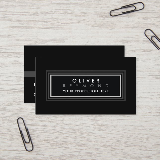 Tarjeta De Visita Negro moderno (Anverso/Reverso In Situ)