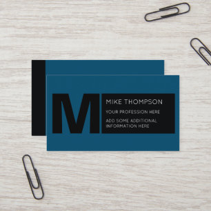 Tarjeta De Visita Negro moderno   Azul