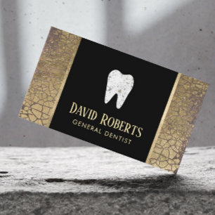 Tarjeta De Visita Negro moderno del dentista y cuidado dental del
