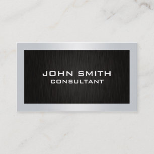 Tarjeta De Visita Negro moderno del metal plateado elegante