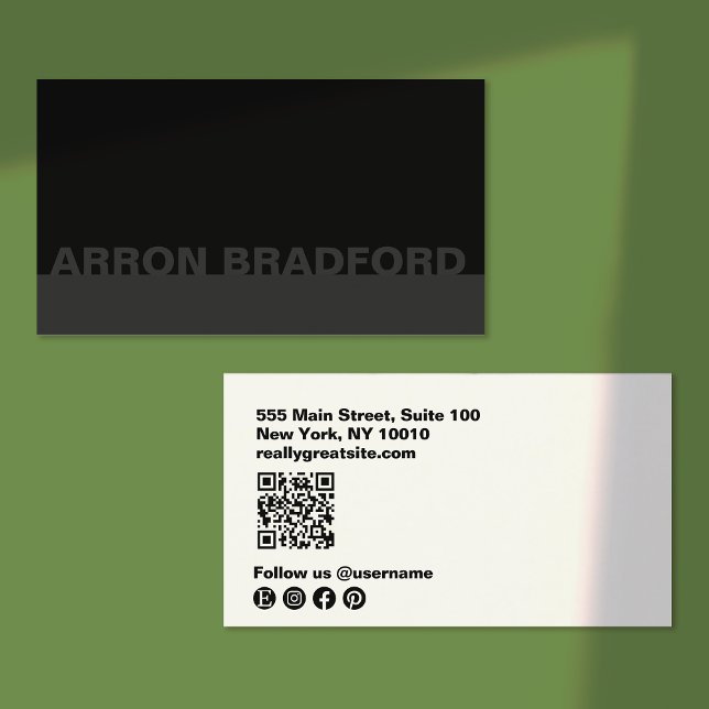 Tarjeta De Visita Negro moderno en medios sociales negros Código QR (Subido por el creador)