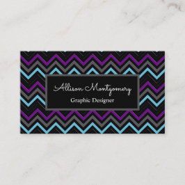 Tarjeta De Visita Negro moderno, gris, morado y azul hielo