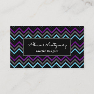 Tarjeta De Visita Negro moderno, gris, morado y azul hielo