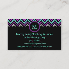 Tarjeta De Visita Negro moderno, morado, rosa, gris y Verde azulado.