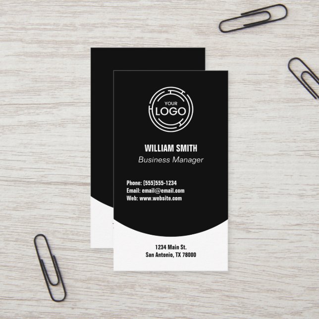 Tarjeta De Visita Negro moderno simple (Anverso/Reverso In Situ)