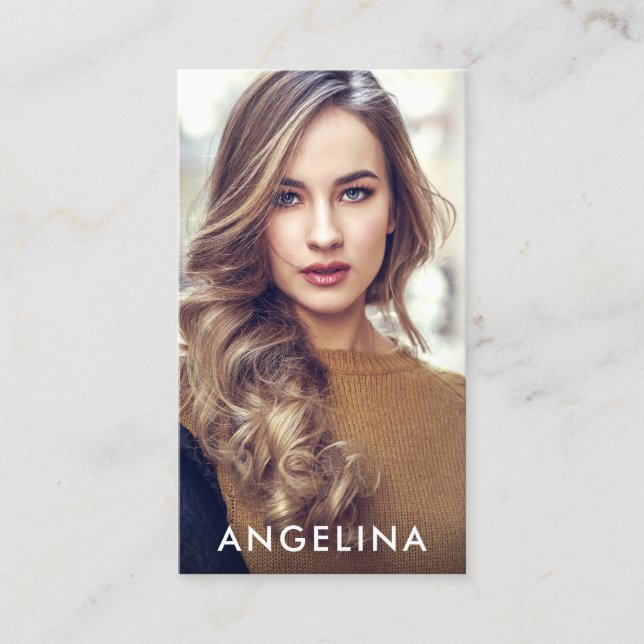 Tarjeta De Visita Negro moderno W de la foto modelo del actor (Anverso)