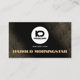Tarjeta De Visita Negro moderno y piedra dorada Qr y logotipo
