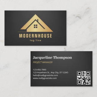Tarjeta De Visita Negro personalizado + Lux Oro Construcción de vivi