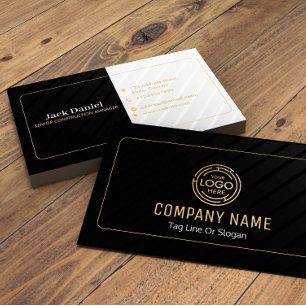 Tarjeta De Visita Negro personalizado + Lux Oro Construcción de vivi