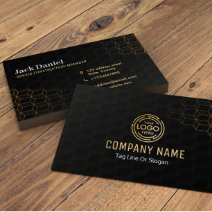 Tarjeta De Visita Negro personalizado + Lux Oro Construcción de vivi