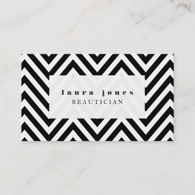 Tarjeta De Visita Negro + Plantilla blanca de la moda del Beautician (Anverso)