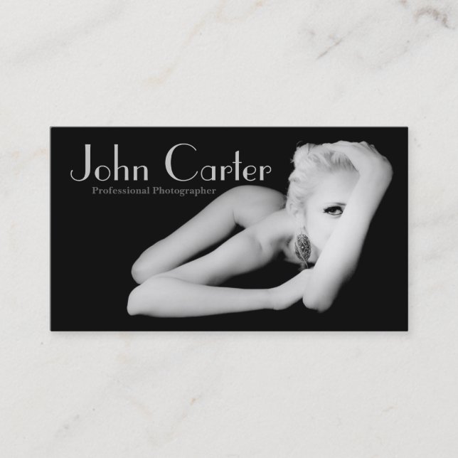 Tarjeta De Visita Negro profesional del modelo de la mujer del (Anverso)