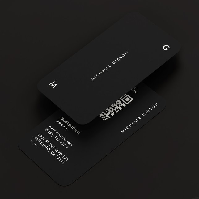 Tarjeta De Visita Negro profesional simple y moderno (Simple Modern Professional Black Business Card
)