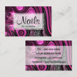 Tarjeta De Visita Negro púrpura de NailArt del Pedicure del artista
