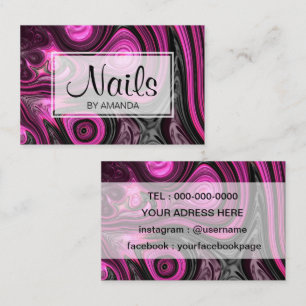 Tarjeta De Visita Negro púrpura de NailArt del Pedicure del artista