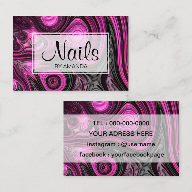 Tarjeta De Visita Negro púrpura de NailArt del Pedicure del artista (Anverso / Reverso)