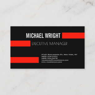 Tarjeta De Visita Negro Rojo Blanco Moderno Llanto simple Minimalist