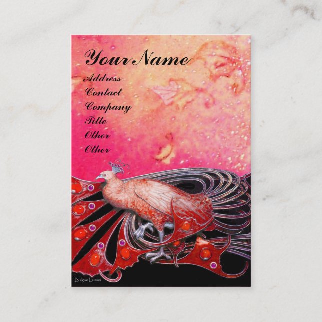 Tarjeta De Visita negro rojo PEACOCK (Anverso)