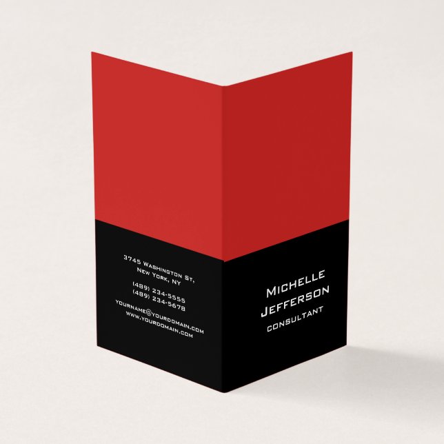 Tarjeta De Visita Negro rojo vertical Resumen moderno estilo moderno (Exterior)