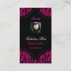 Tarjeta De Visita Negro rosado caliente 2 ZEBRA Doble sobre Salón de