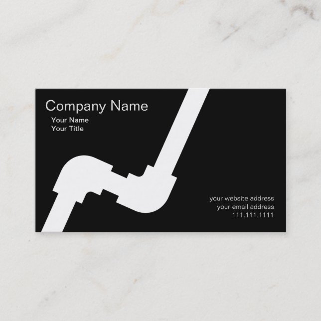 Tarjeta De Visita Negro simple de Businesscard del fontanero (Anverso)