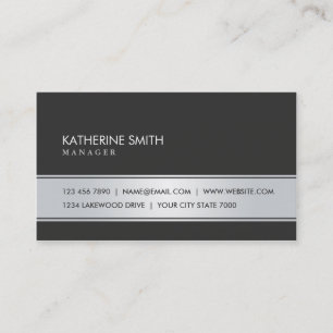 Tarjeta De Visita Negro simple llano elegante y de plata