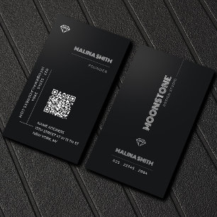 Tarjeta De Visita Negro, simple, Minimalista, de lujo, diamante Gems
