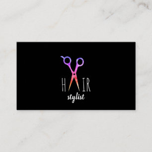 Tarjeta De Visita negro simple moderno del estilista del hairstylist