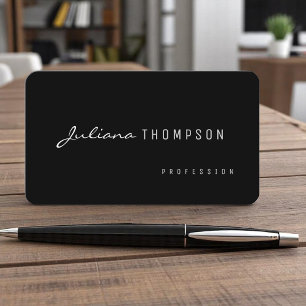 Tarjeta De Visita Negro simple y femenino Blanca