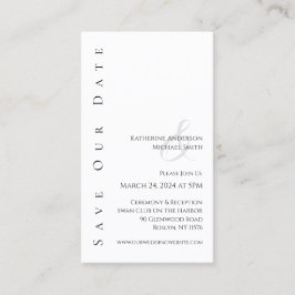 Tarjeta De Visita Negro simple y moderno y blanco - Salven la fecha