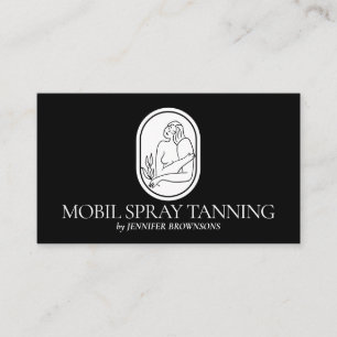 Tarjeta De Visita Negro Spray Tanning Boho Mujer de la piel del cuer