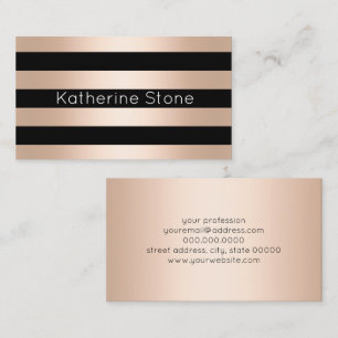 Tarjeta De Visita Negro subió polluelo moderno elegante del oro