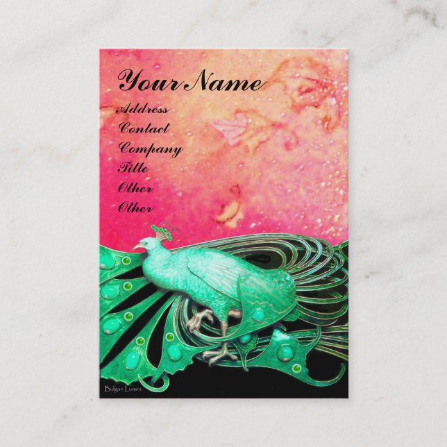Tarjeta De Visita Negro verde PEACOCK (Anverso)