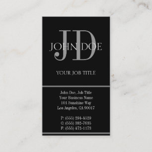Tarjeta De Visita Negro vertical de YourJobTitle