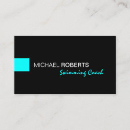 Tarjeta De Visita Negro y aguamarina que nadan al salvavidas del