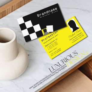 Tarjeta De Visita Negro y amarillo blanco moderno con foto