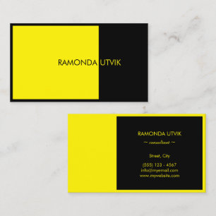 Tarjeta De Visita Negro y amarillo simple moderno