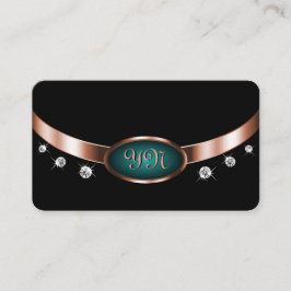 Tarjeta De Visita Negro y azul teñido con efecto oro rosa monogramad