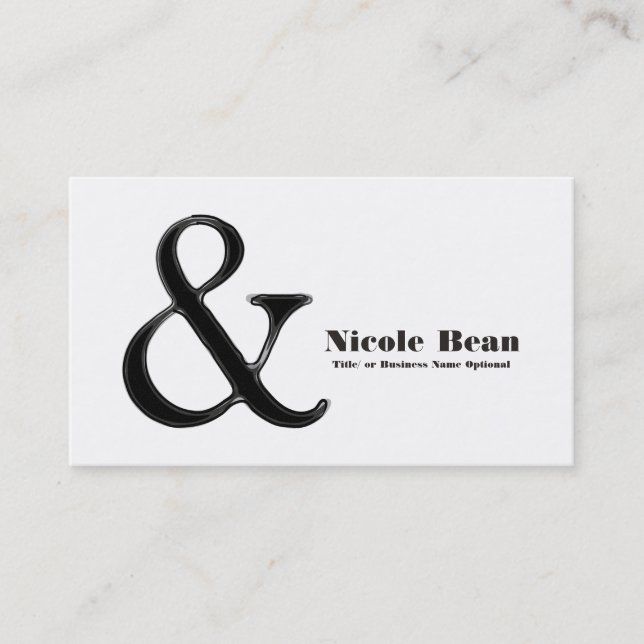 Tarjeta De Visita Negro y Blanco Ampersand Chic Moderno Personalizad (Anverso)