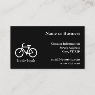 Tarjeta De Visita Negro y Blanco B es para Bicicleta