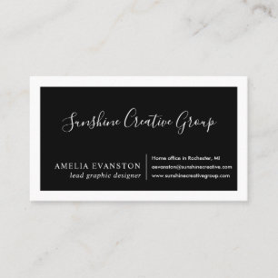 Tarjeta De Visita Negro y blanco moderado moderno