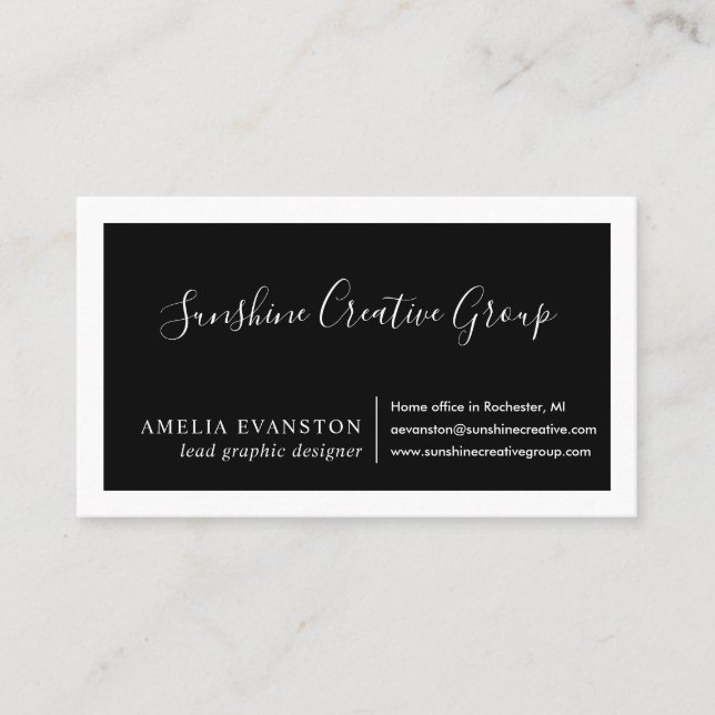 Tarjeta De Visita Negro y blanco moderado moderno (Anverso)