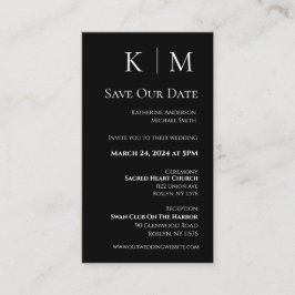 Tarjeta De Visita Negro y blanco-moderno-Guardar la fecha-