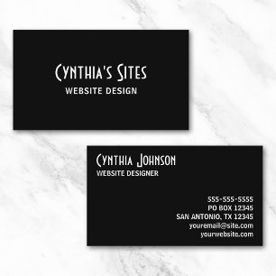 Tarjeta De Visita Negro y Blanco Retro Bold